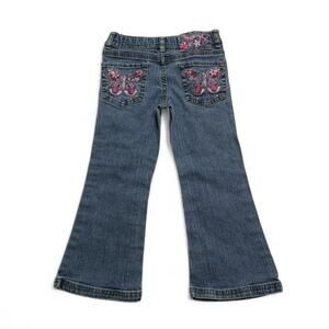 Arizona Jean Co Little Girls LowRise Flared Butterfly Y2K Super Cute Pink size 4